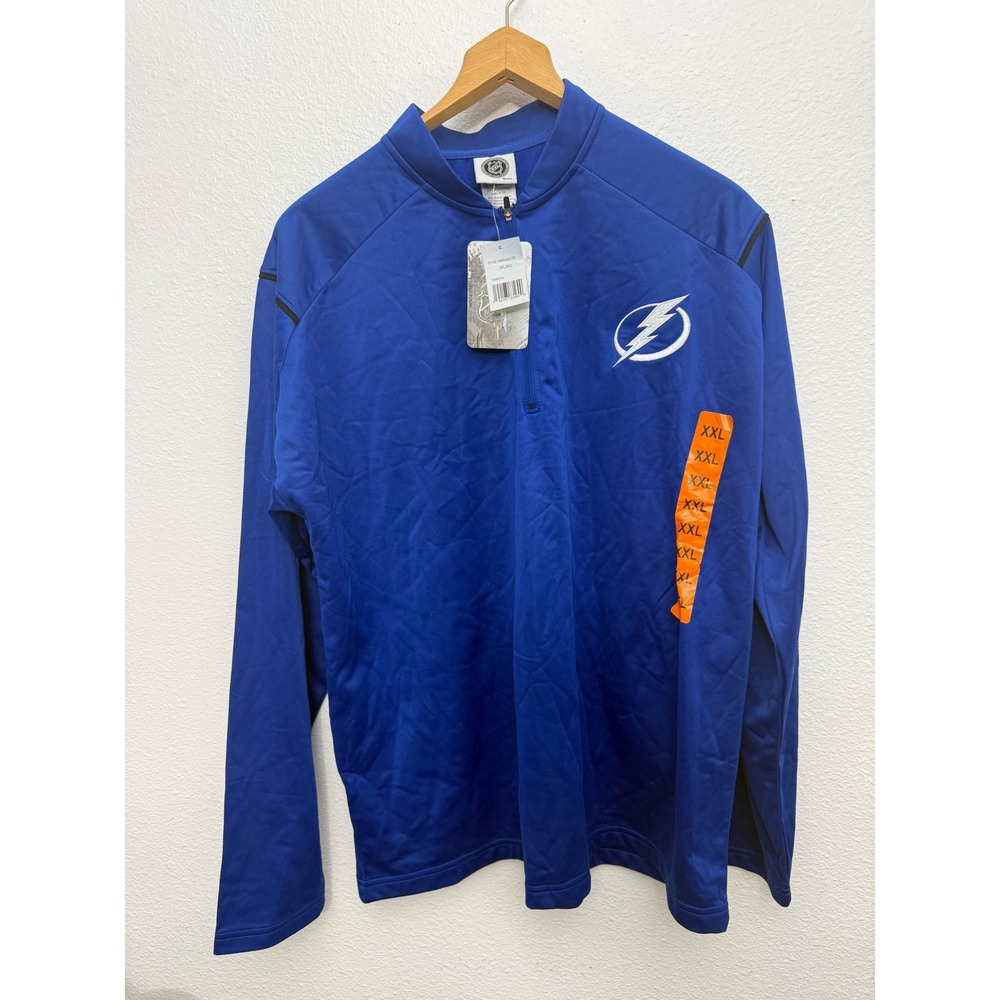 NHL Tampa Bay Lightning Quarter Zip Pullover Blue Mens XXL HOM5G6LCOS New
